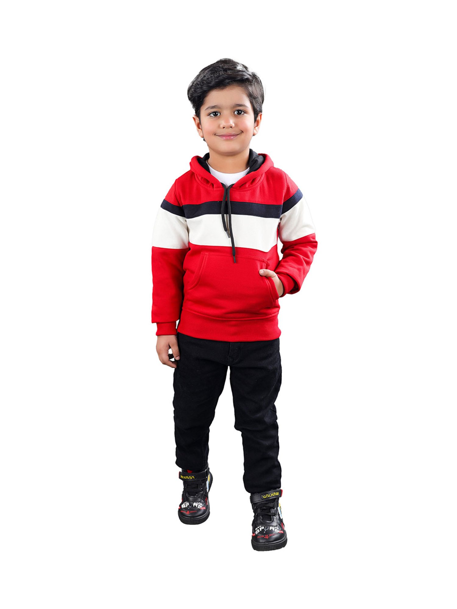 Ahhaaaa Kids Red Solid Hoodie