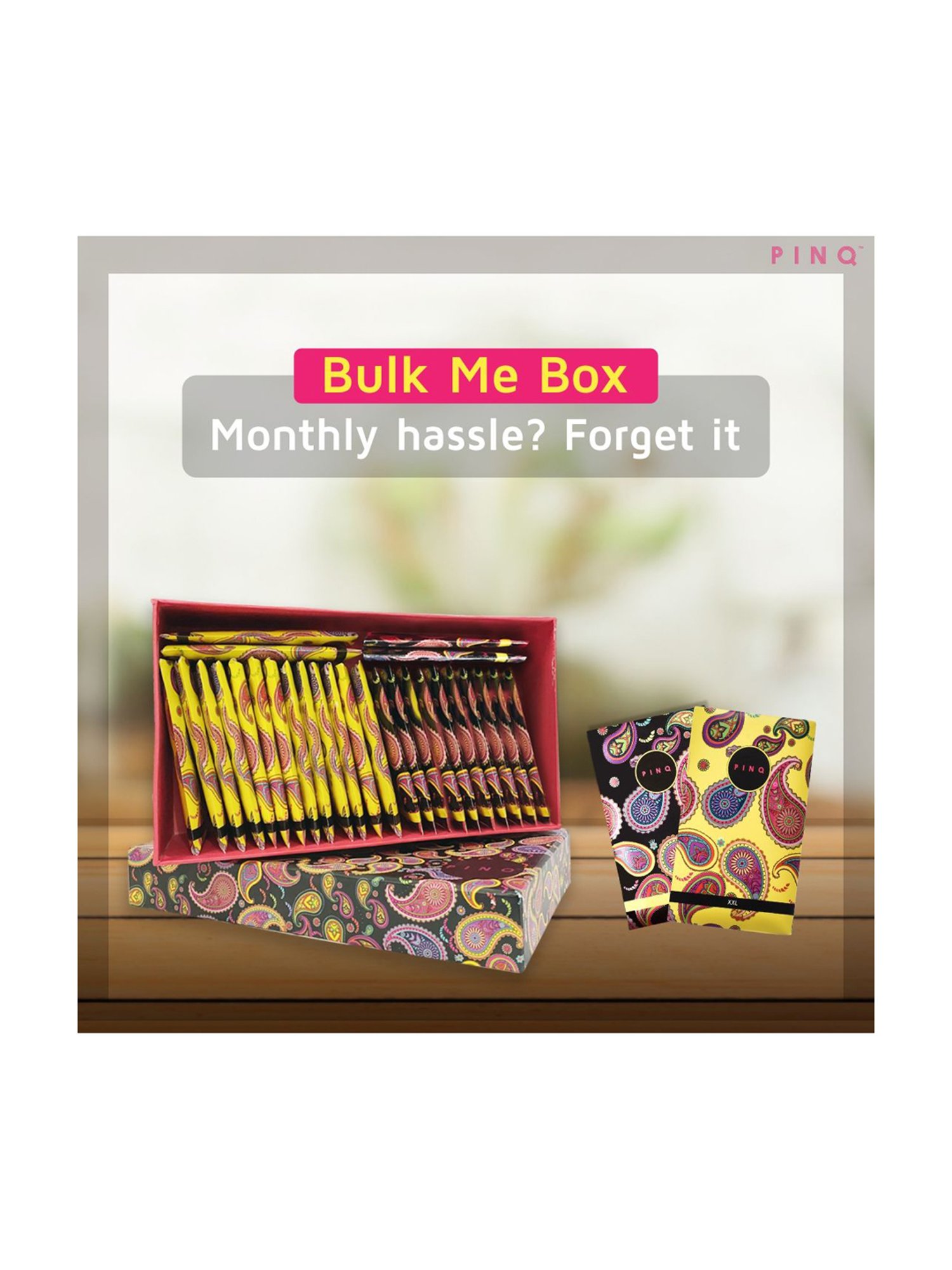 PINQ Bulk Me Box, Cotton Ultra Sanitary Pads With Individual Disposable Pouch,20 each (XXL+XL)