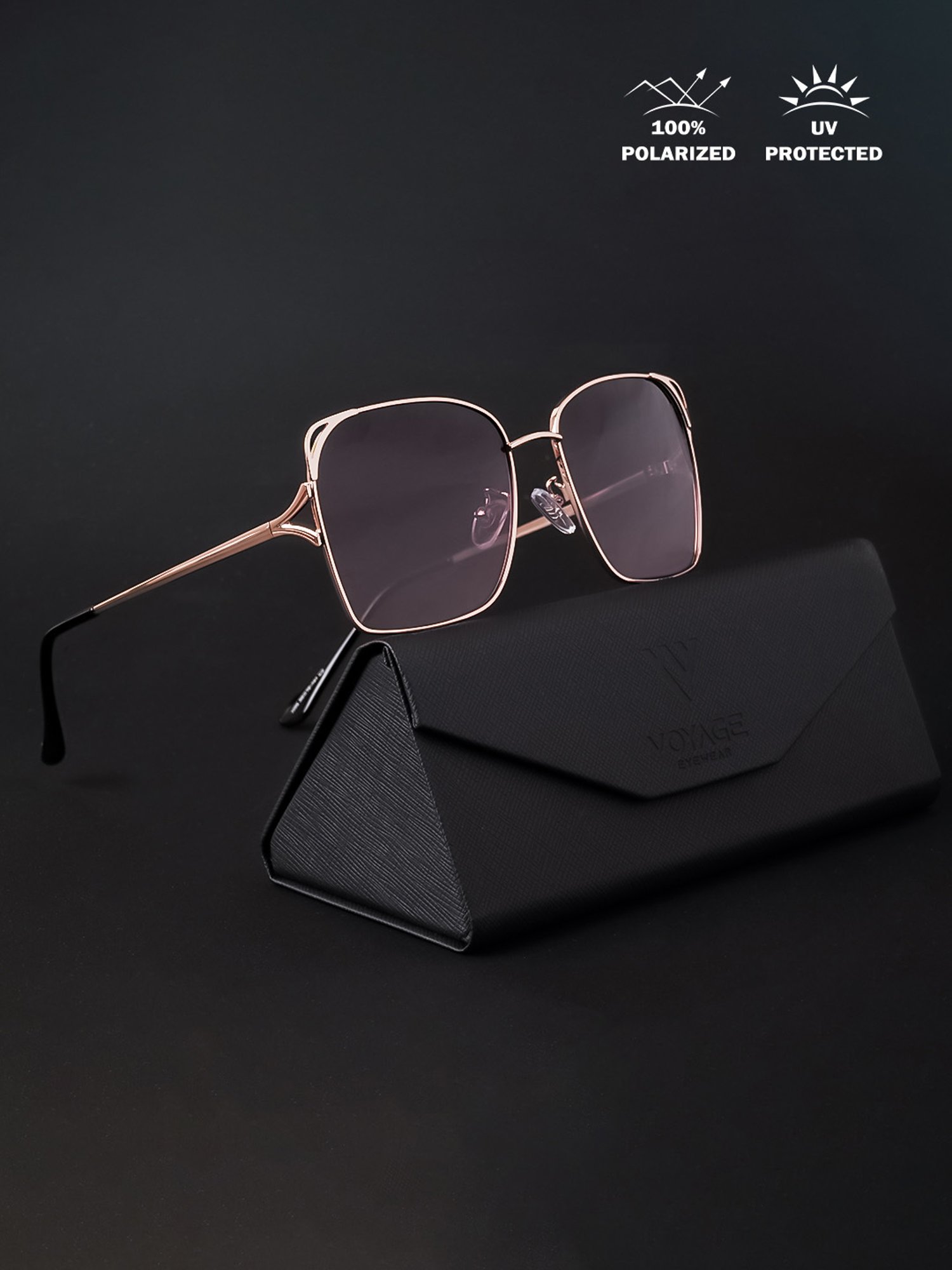 Voyage Red Square Polarised and UV Protected Lens Unisex Sunglasses