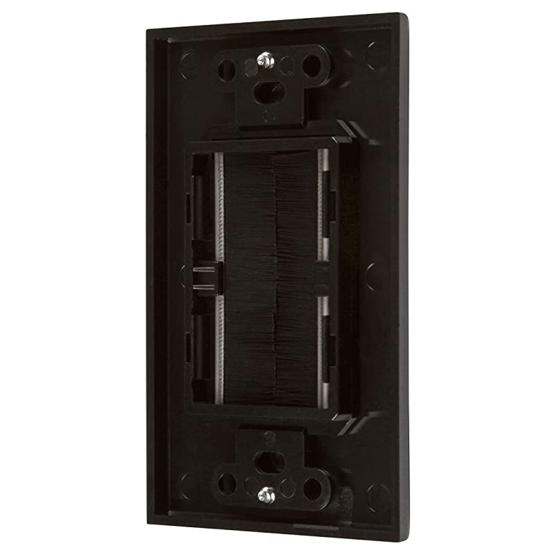 Brush Wall Plate [UL Listed], with Single Gang Low Voltage Mounting Bracket Device (Black Kit) (2, Black Kit)