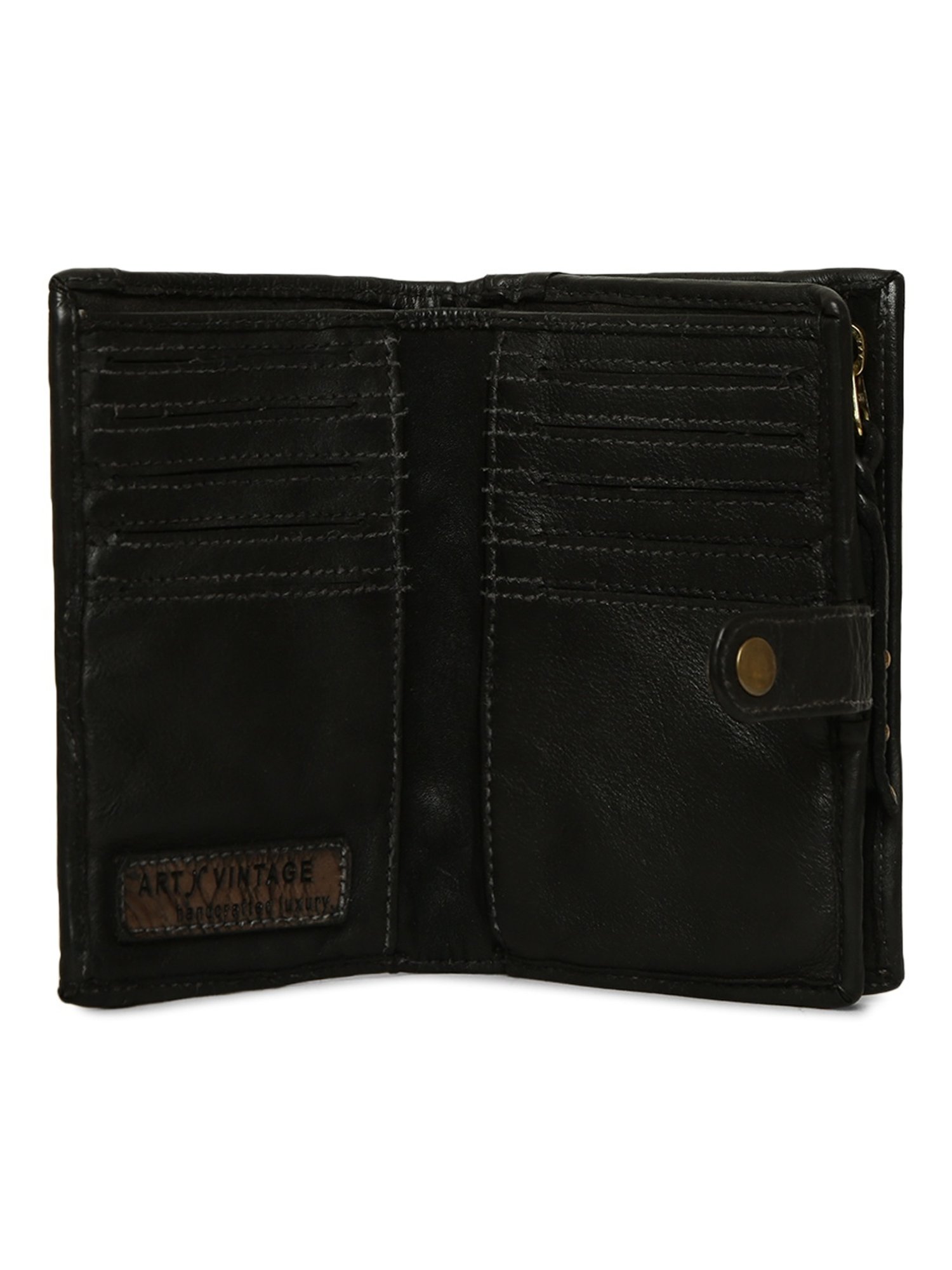 Art N Vintage Silvia Black Leather Textured  Bi-Fold Wallet for Women