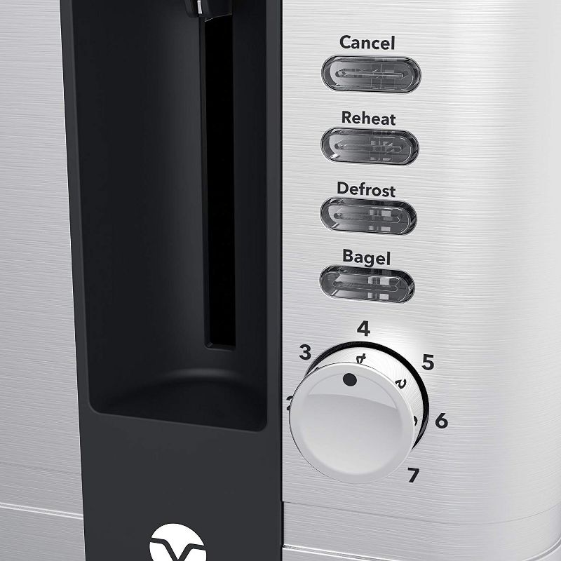 Vremi VRM010011N Retro Stainless Steel Corded Electric Countertop Wide Slot 2 Slice Toaster with Adjustable Settings