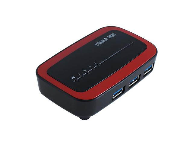 SEDNA - 4 Port USB 3.0 Hub with AC/DC Adapter ( SE-USB3-HUB-304A), Red Color