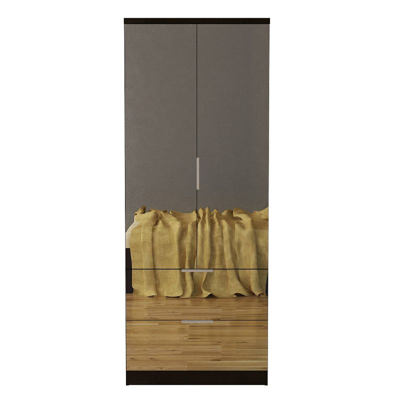 Gianna Mirrored Dresser Black/Silver - Home Source