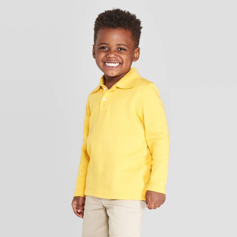 Toddler Boys' Long Sleeve Striped Henley - Cat & Jack™ Gray 12M