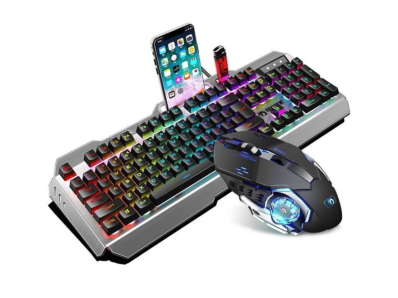 LIMEIDE K670 Gaming Keyboard and Mouse Combo,Backlit Wired Gaming Keyboard and RGB Gaming Mouse, LED 104 Keys USB Ergonomic Keyboard(Black)