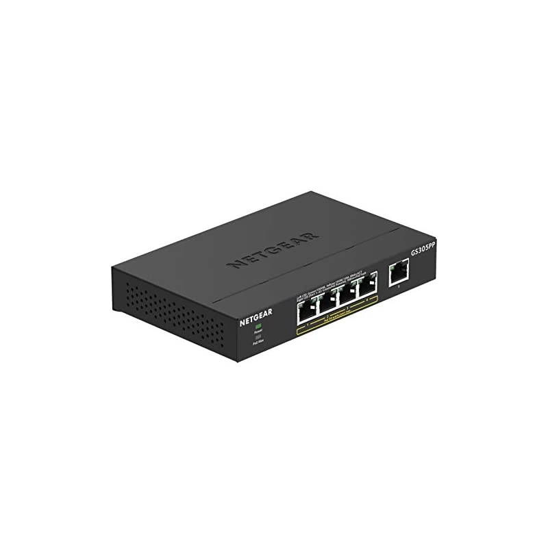 5Port Gigabit Ethernet Unmanaged PoE+ Switch GS305PP with 4 x PoE 83W Desktop Sturdy Metal Fanless Housing