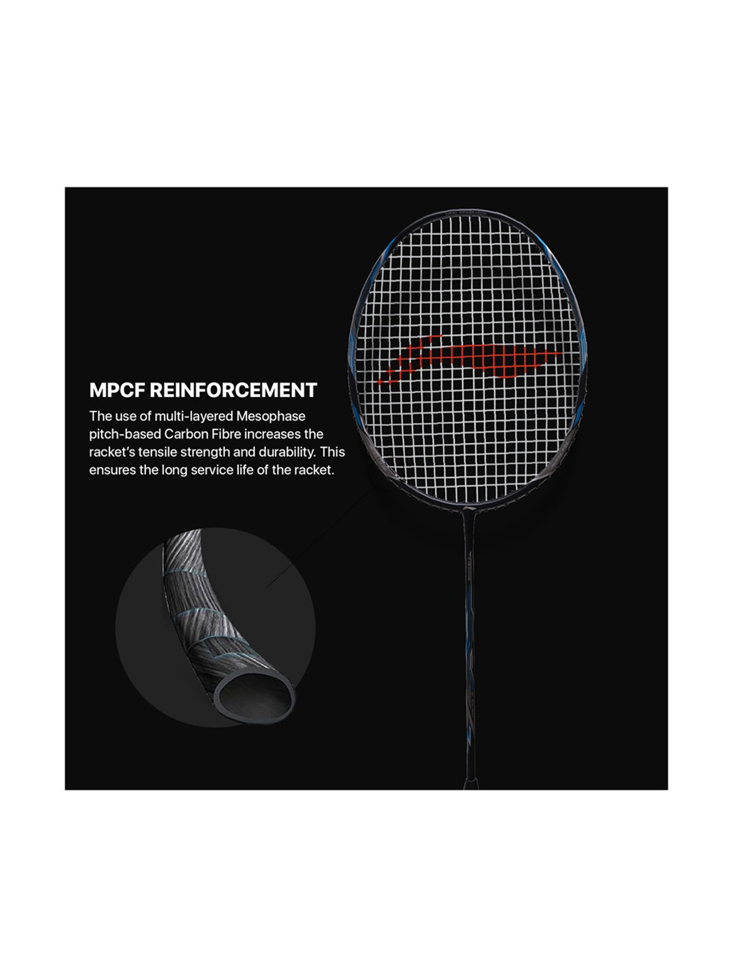 Li-Ning Tectonic 3R Strung Badminton Racket (Black) Size - Medium