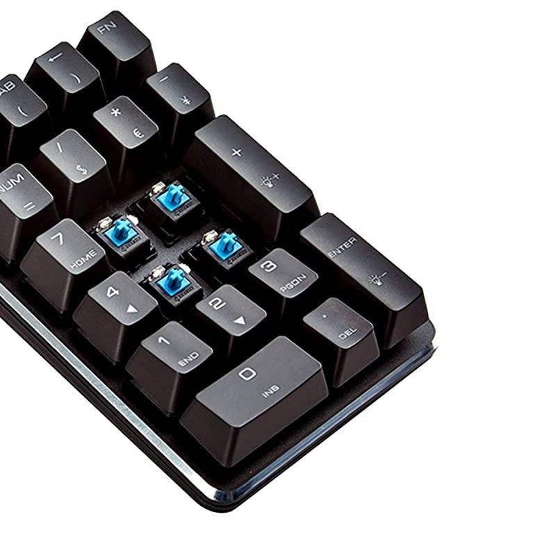 Mechanical Gaming Numeric KeypadKeyboard 21 Keys Mini Numpad with Cherry MX Blue Switches White Backlight for iMacMacBook Black Magicfore