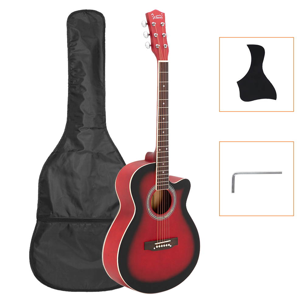 Glarry GT501 40" Practice Beginner Spruce Folk Acoustic Guitar Red