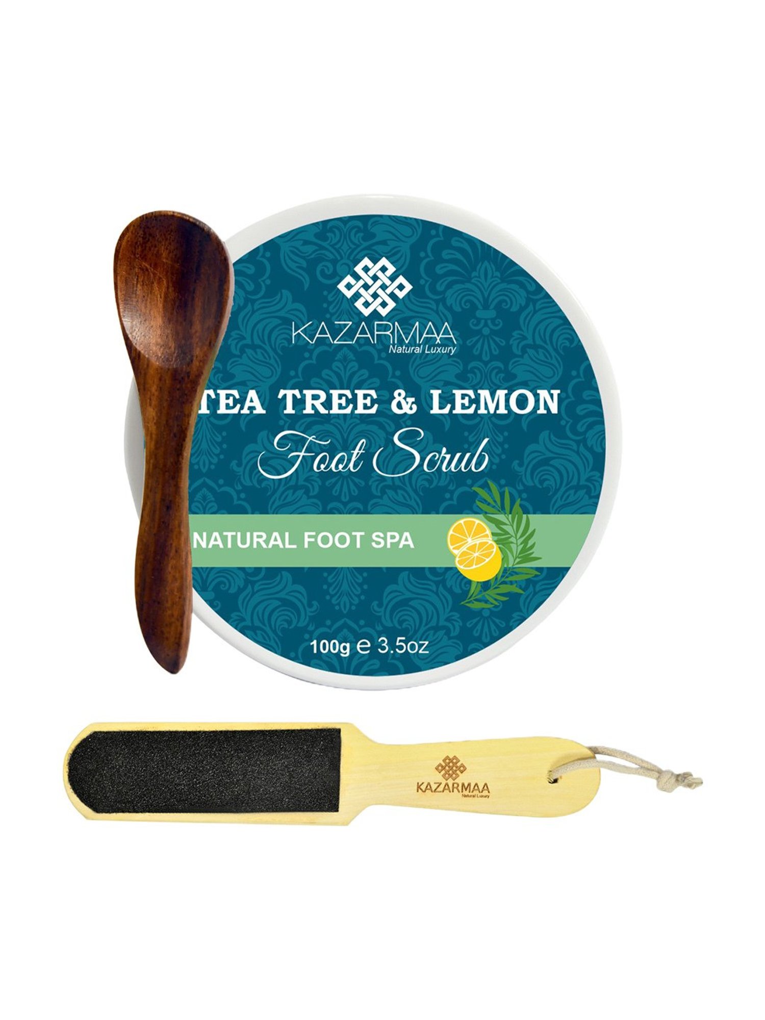 Kazarmaa Tea Tree & Lemon Foot Scrub with Scrubber Tools - 100 gm