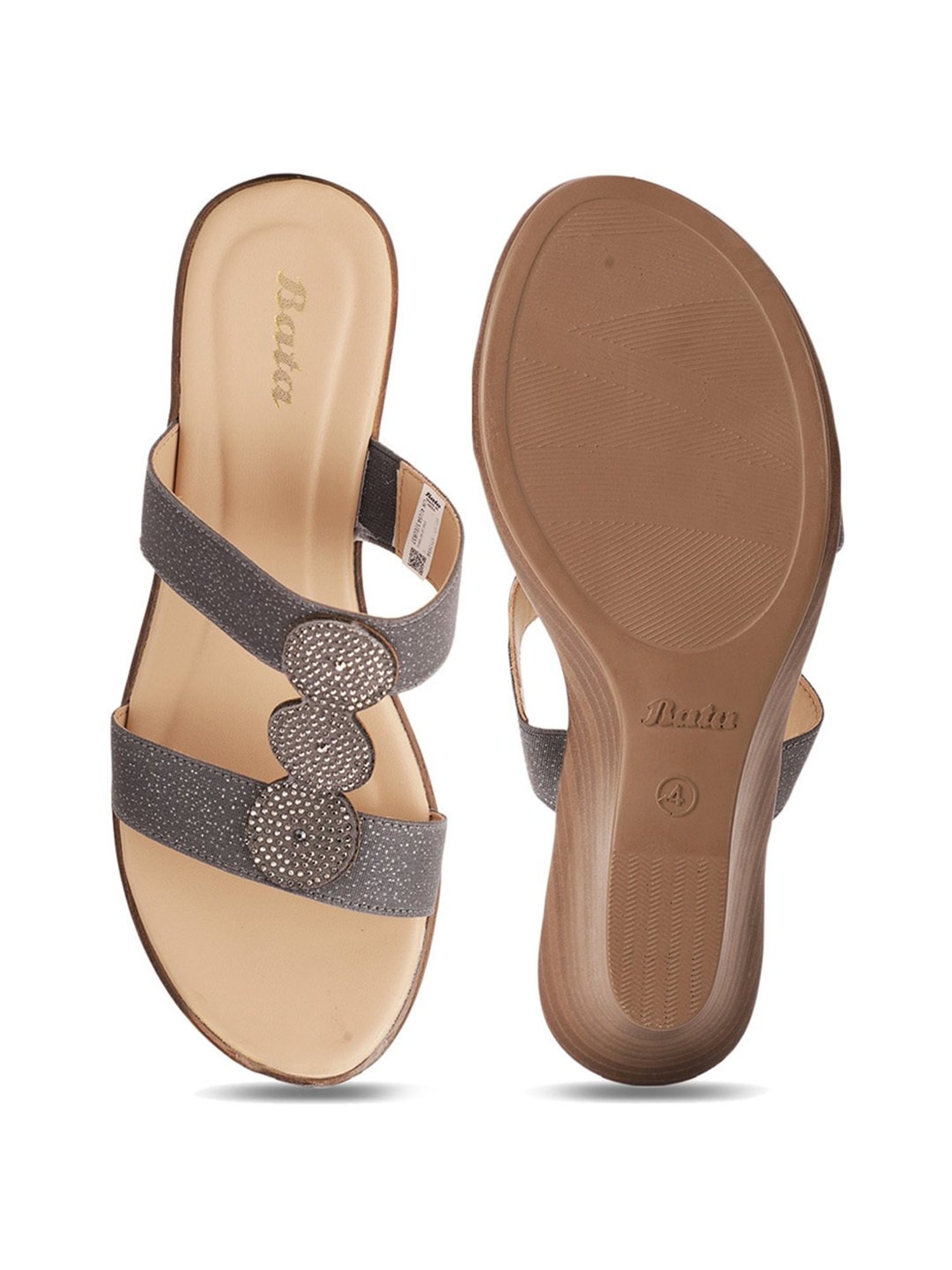 Bata Women's Grey Casual Wedges