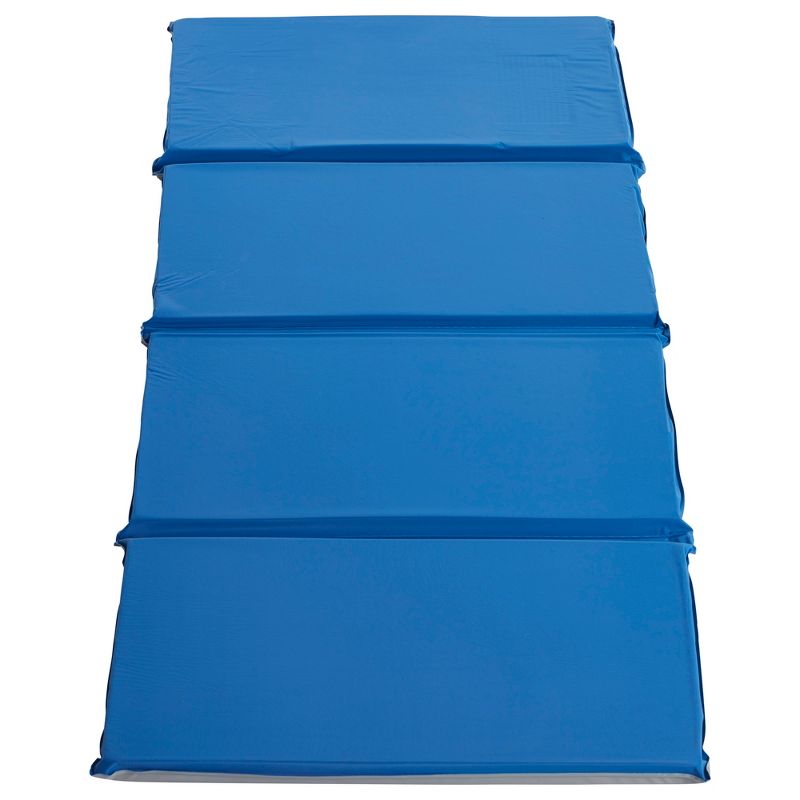 ECR4Kids Value 4-Fold Rest Mat, 1in Thick, Rest Time Sleeping Mat for Toddlers, 5-Pack - Blue/Grey