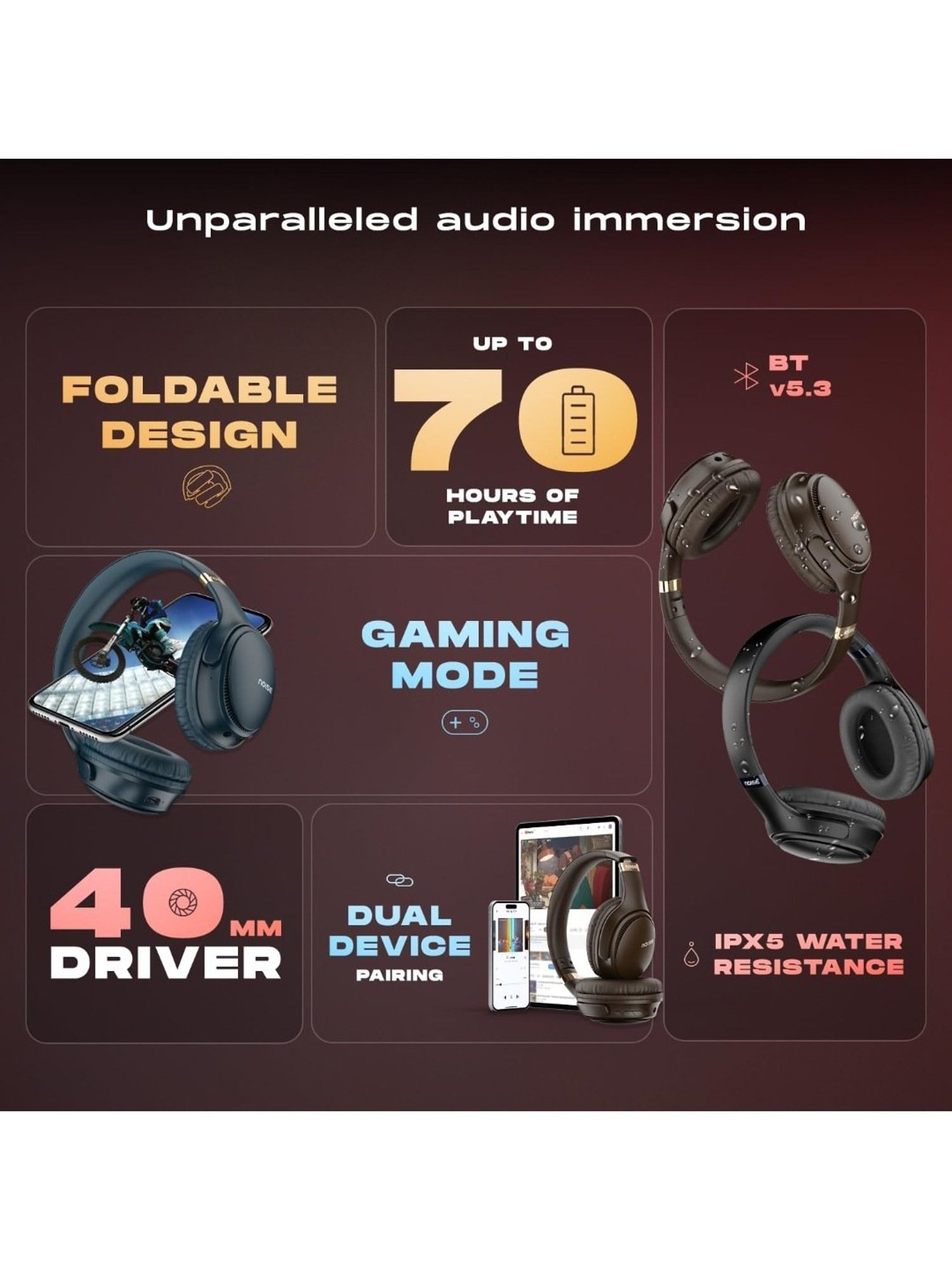 Major IV On Ear Wireless Bluetooth Headphone with Microphone (Black, True Wireless)