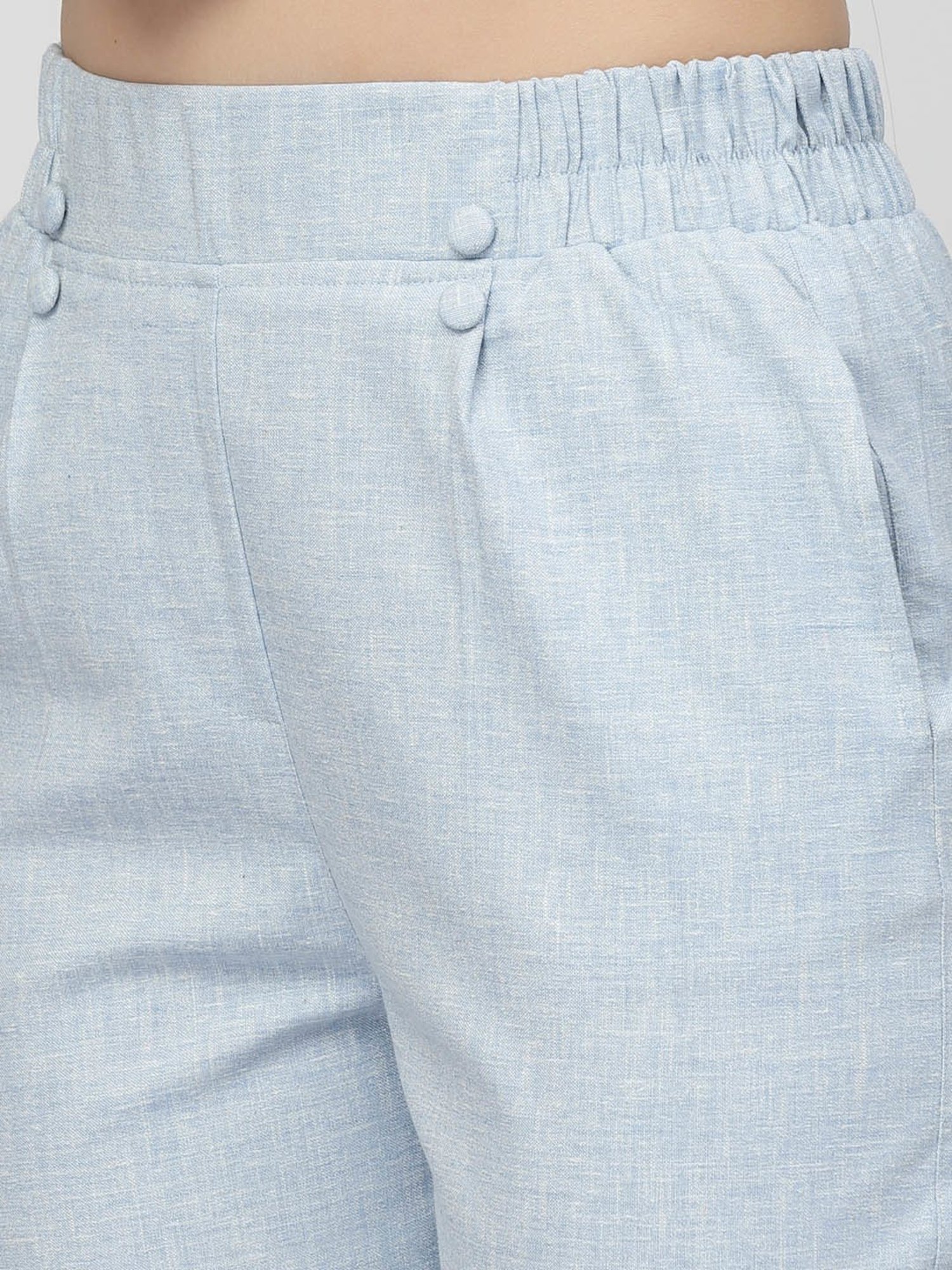 Westwood Sky Blue Relaxed Fit Mid Rise Crop Pants