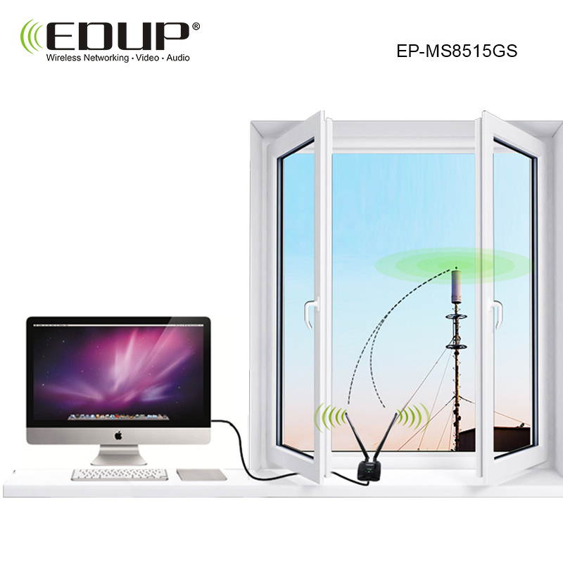 Wireless USB Adapter 2.4GHz 150Mpbs 802.11 b/g/n WLAN Wi-Fi Network Card with Double 6dbi Antennas - Black