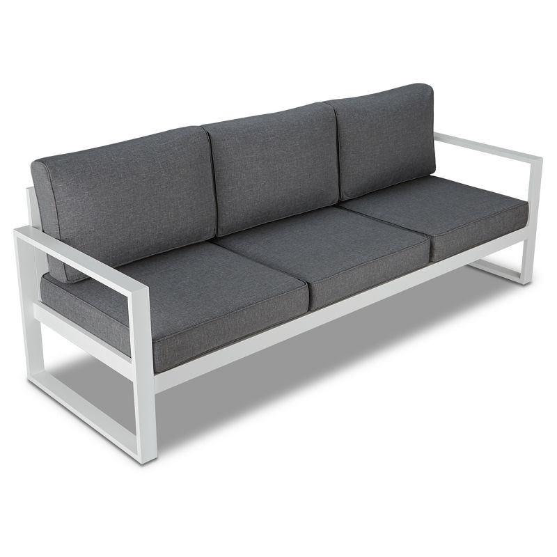 Baltic 1pc Metal Patio Sofa - White - Real Flame