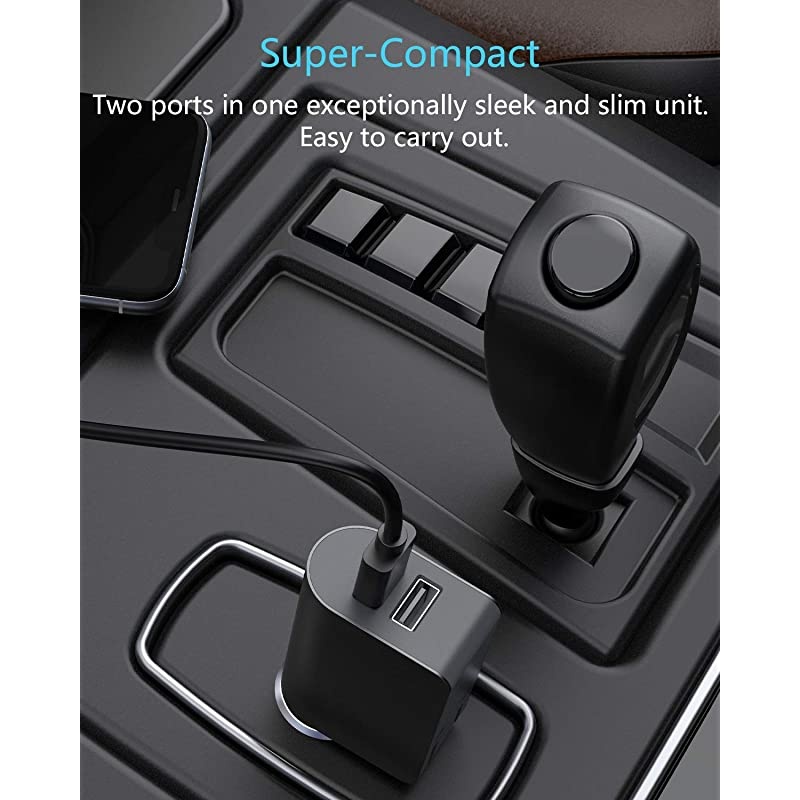 UL Certified 2-in-1 Compact Wall Charger, Portable 2 Port Dual USB Car Charger with Foldable Plug Power Adapter, Compatible with iPhone X XR XS 7 8 Plus Note 8 9 Galaxy S8 S9 Plus and More