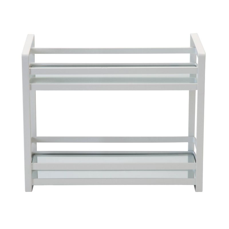 Two Tier Flat Wire Slim Vanity Tower White - Home Details