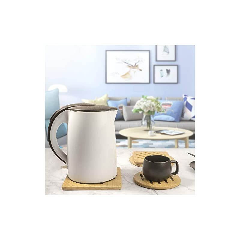 Hot Pads Trivet,Table Solid Bamboo Wood Trivets for Hot Dishes and Pot with Non-slip Pads Heat Resistant Pads Teapot Trivet 4pcs(Multi Size,2 Square 2 Round)