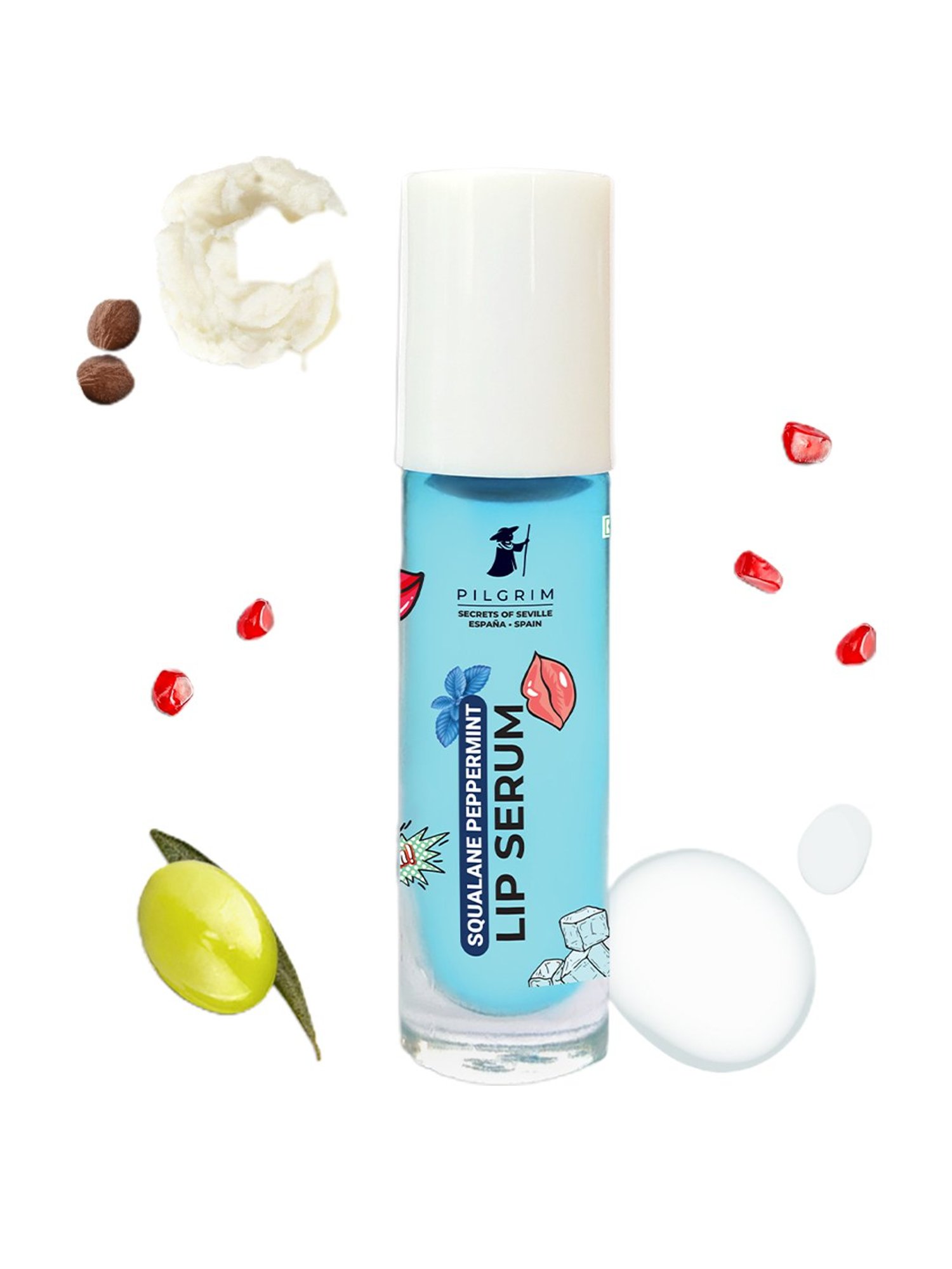 Pilgrim Squalane Peppermint Lip Serum with Roll-On for Visibly Plump Lips - 6 ml