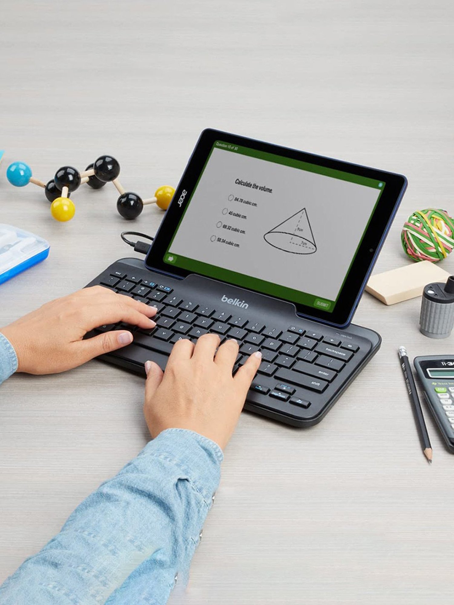 Belkin USB-C Wired Tablet Keyboard with Stand, Compatible with All USB-C, Type C Devices (Black)