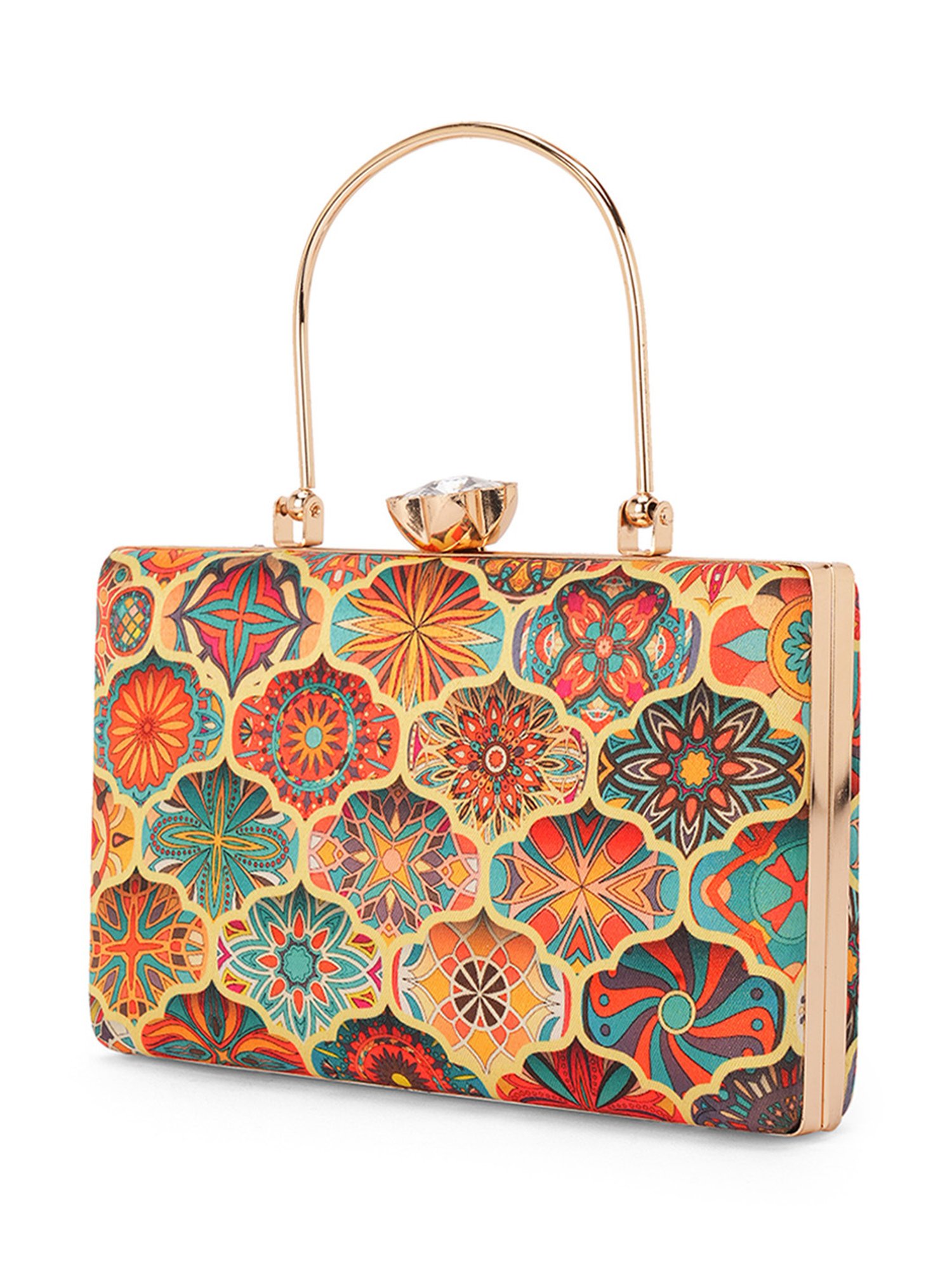 Glo By Globus Multi Ethnic Motifs Printed Party Small Clutch