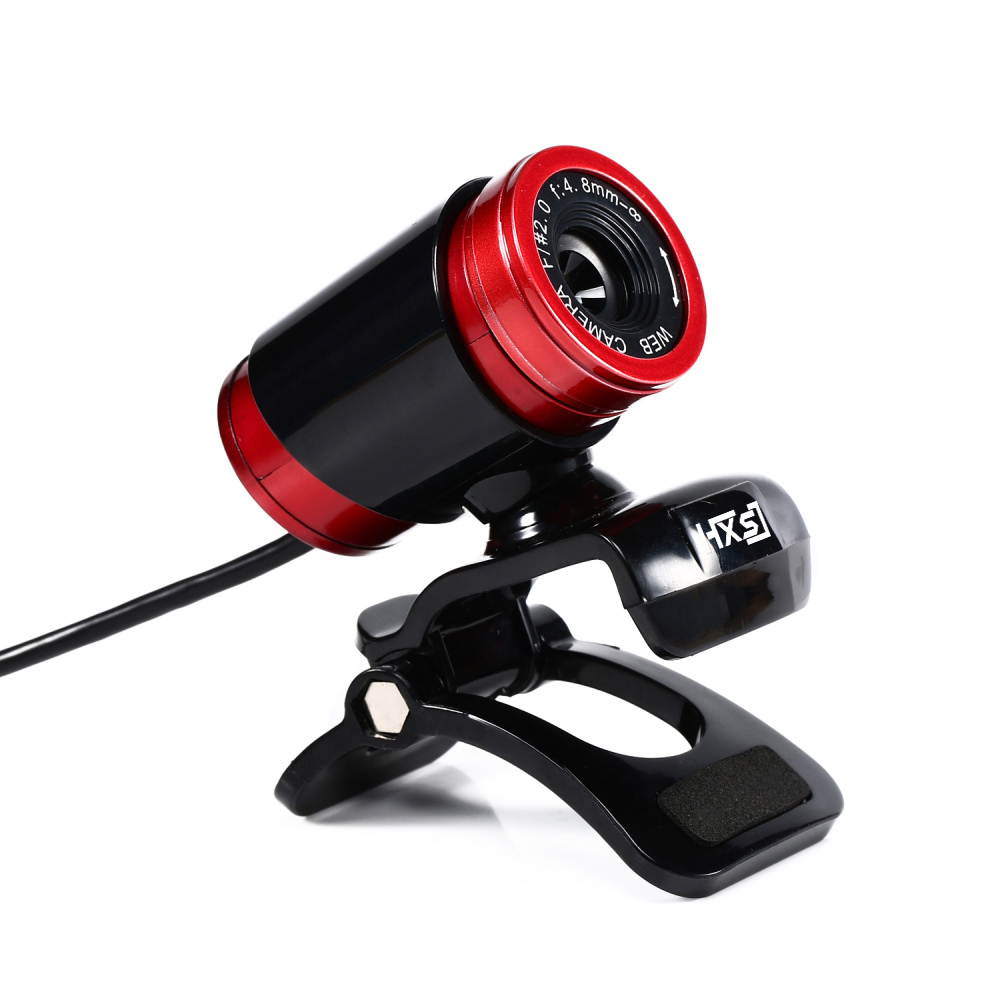 HXSJ A860 640X480 Video Record HD Webcam Web Camera With MIC Clip-on For Android TV Rotatable Computer Camera Web cam- (Black+Red)