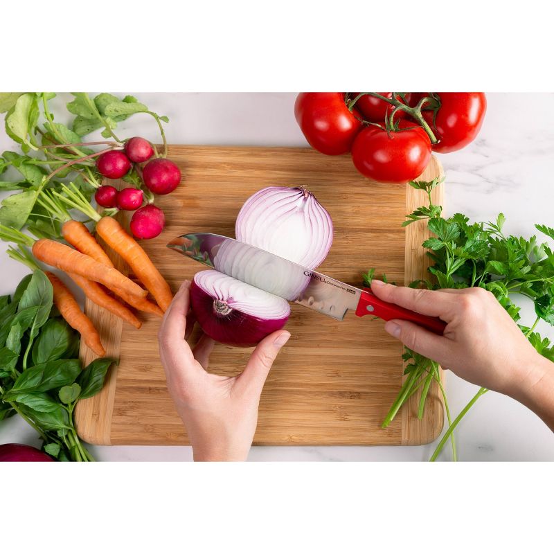 Ginsu Kiso Dishwasher Safe 14pc Knife Block Set Natural with Red Handles