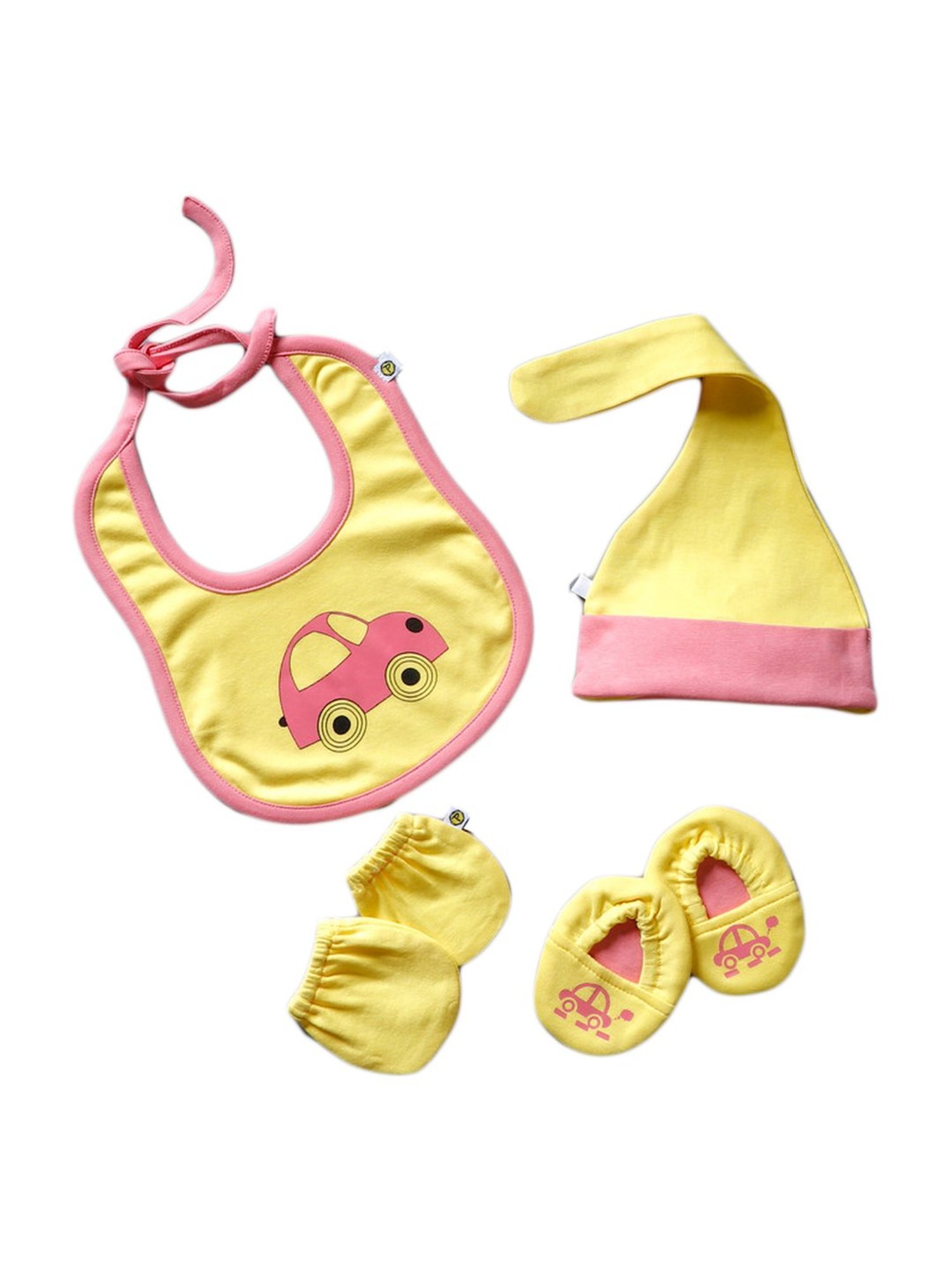 Pranava Kids Yellow Cotton Printed Accessories Set