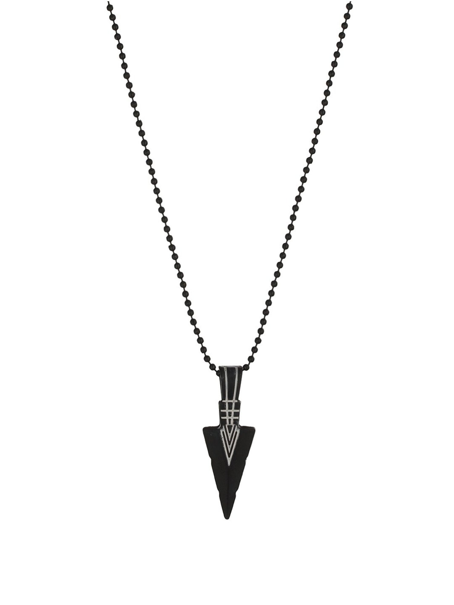 Bold by Priyaasi Black Beaded Chain with Striped Triangular Pendant