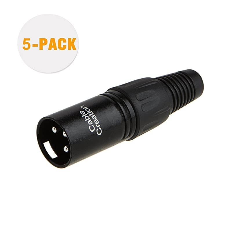 5-Pair] XLR 3 Pin Male/Female Audio Mic Microphone Connector, Black Housing