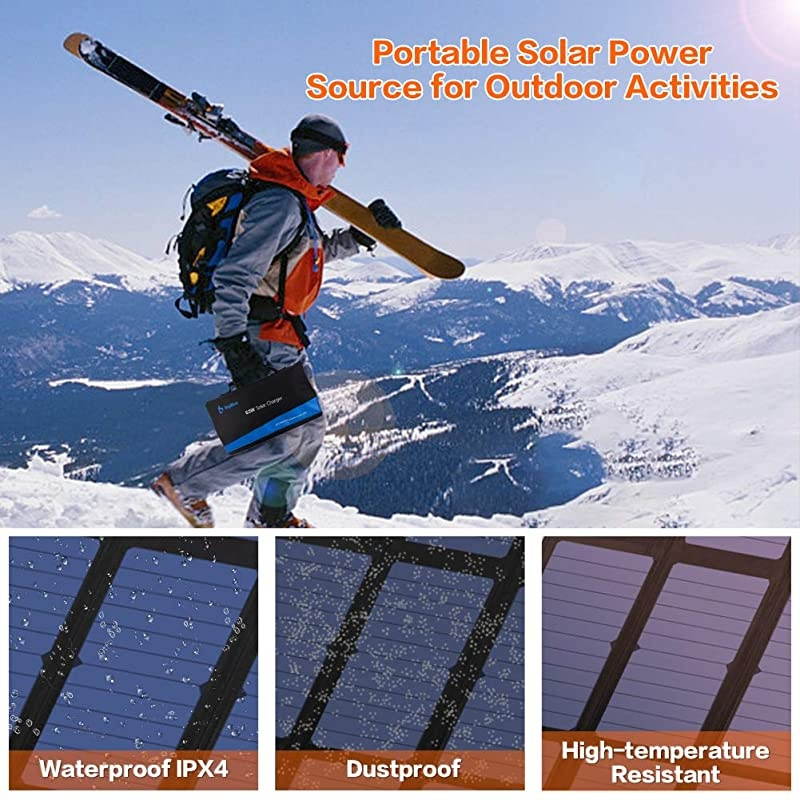 SunPower Solar Panel,  63W Portable Solar Charger for Camping (Dual 5V USB+19V DC Output+USB-C), Foldable Waterproof Solar Charger for Power Station, Phone, Tablet, iPad, 12V Boat/RV Battery
