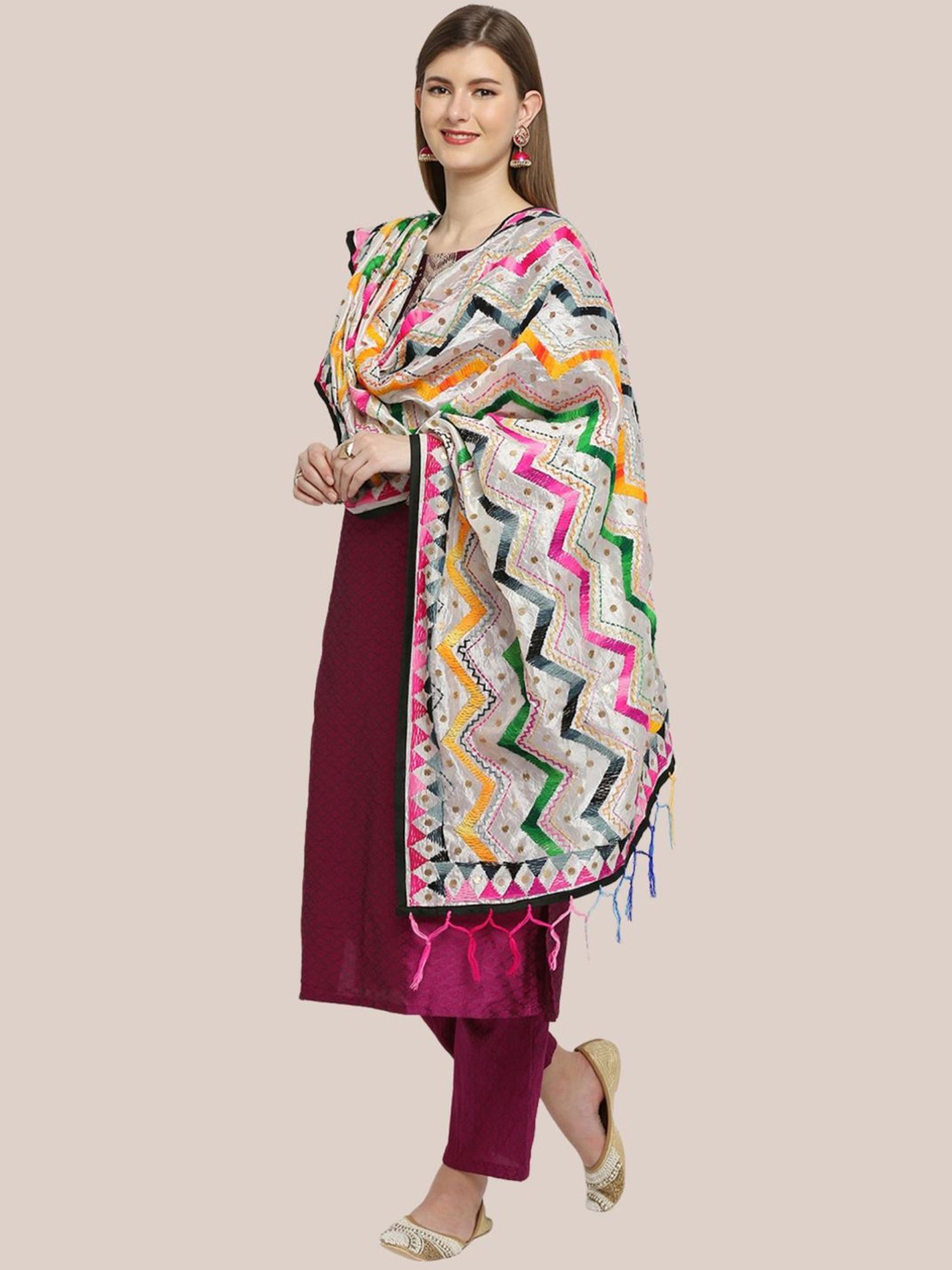 Dupatta Bazaar White Embroidered Dupatta