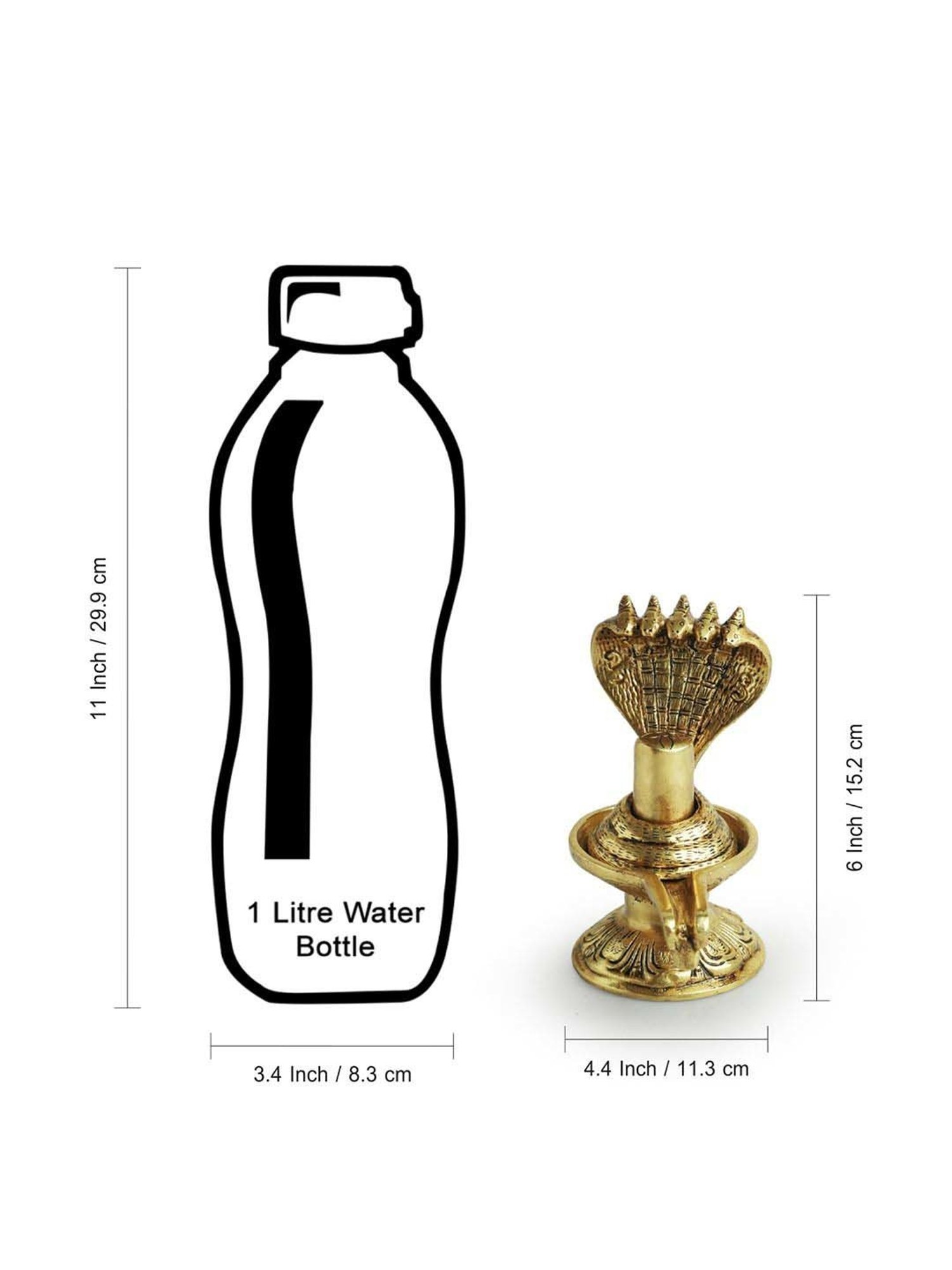 ExclusiveLane Golden Brass Shivling With Sheshnaag Showpiece Idol