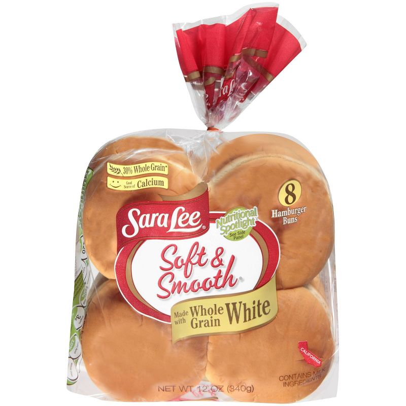 Sara Lee Whole Grain White Hamburger Buns - 12oz/8ct