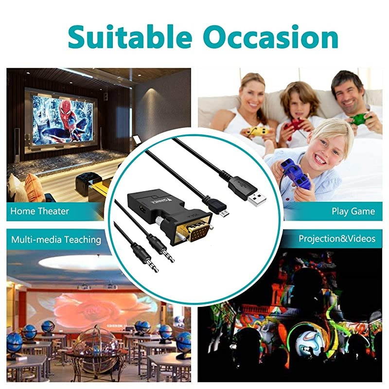 VGA to HDMI Adapter Converter with AudioConvert from Old PC to TVMonitor with HDMI ConnectorActive Male VGA to Female HDMI 1080p60Hz Video Dongle for ComputerLaptop to DisplayProjector