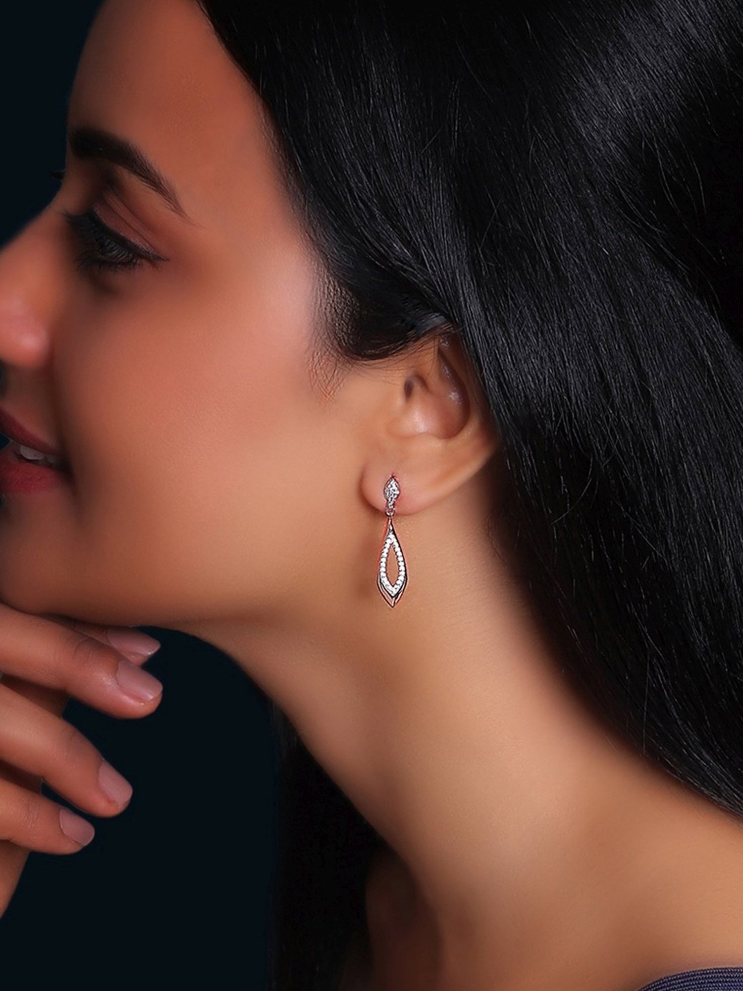 GIVA 92.5 Sterling Silver Rose Gold Earrings for Women