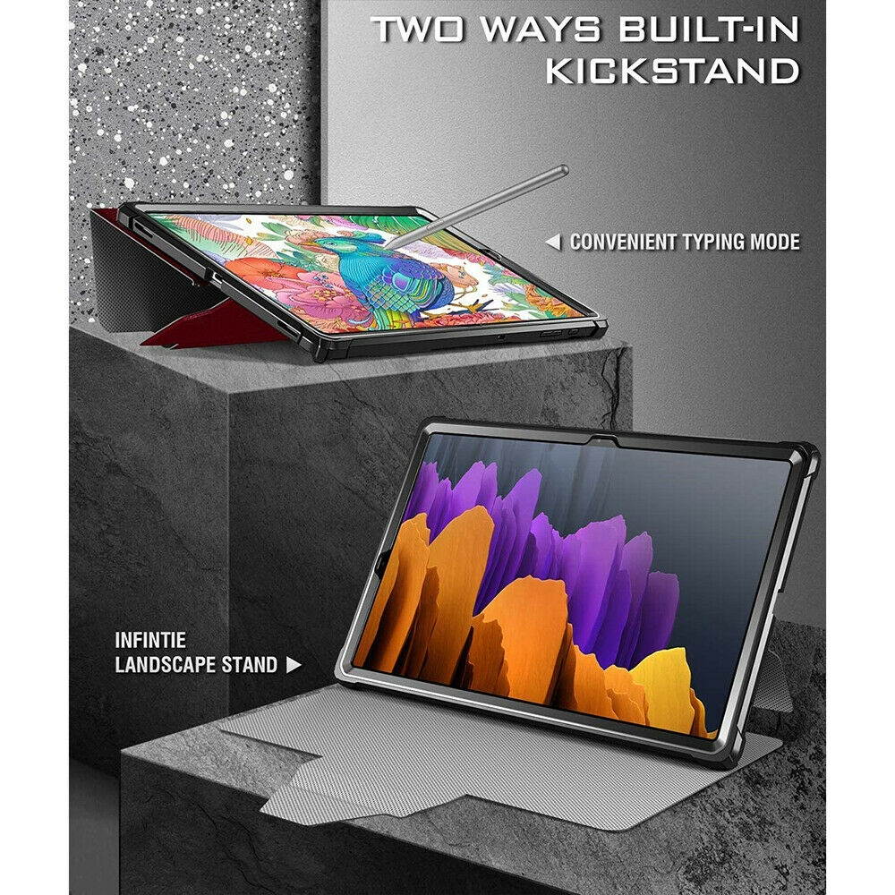 For Galaxy Tab S7 Plus 12.4" Tablet Case Full Coverage Triple Layers Cover Red