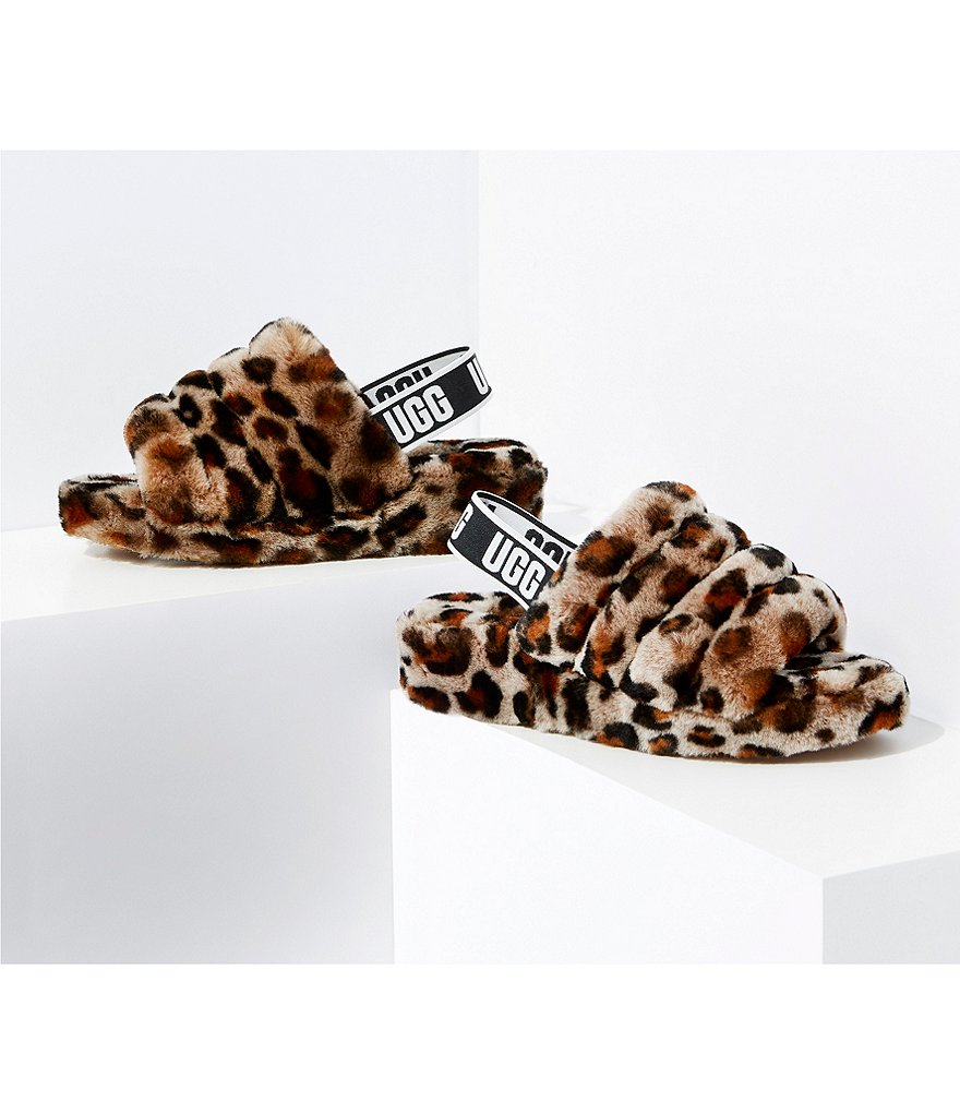 UGG&reg; Fluff Yeah Leopard Print Fur Slides