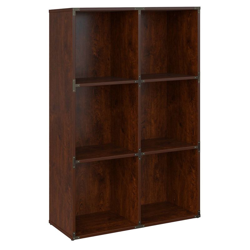 45.12" 6 Cube Kathy Ireland Office Ironworks File Cabinet Bookshelf Coastal Cherry - Bush Furniture