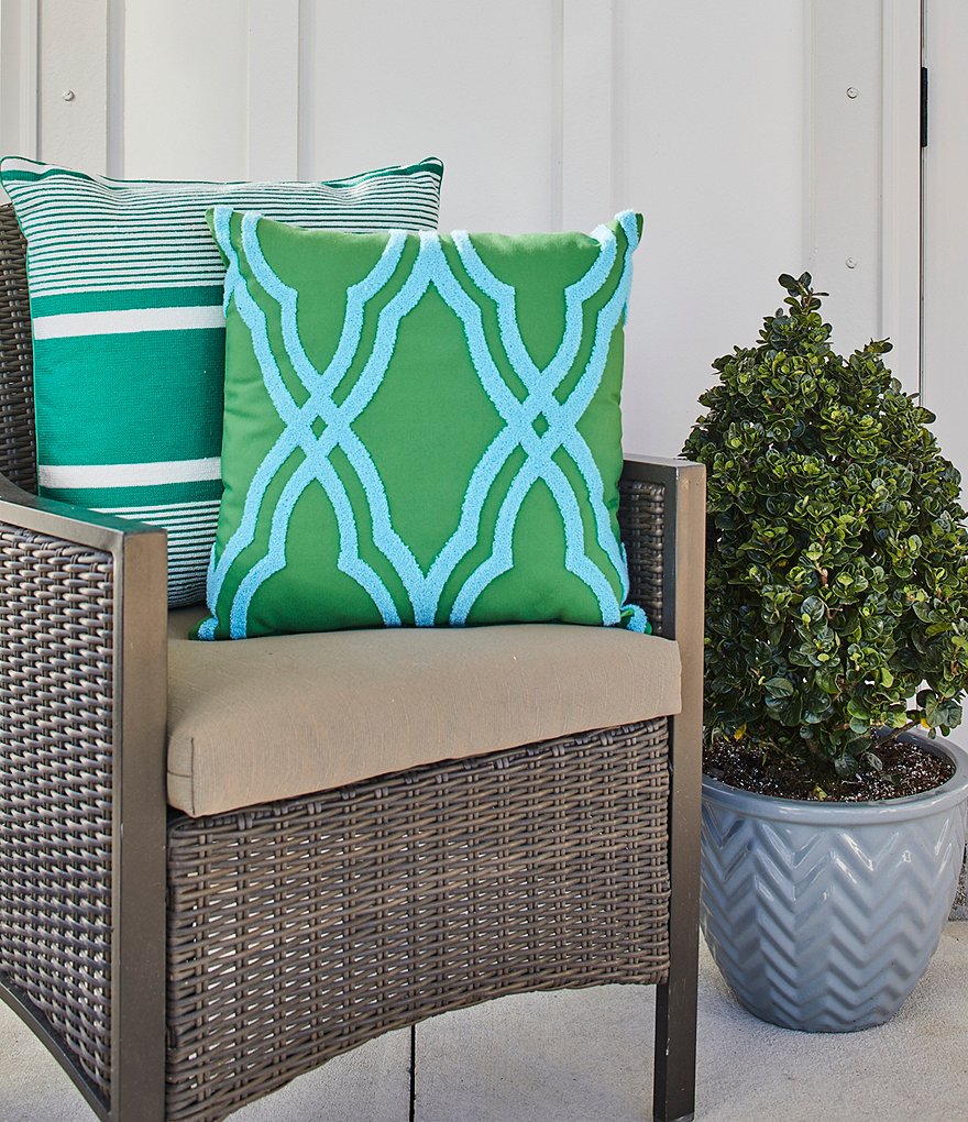 Southern Living Outdoor Living Collection Striped Indoor/Outdoor Square Pillow