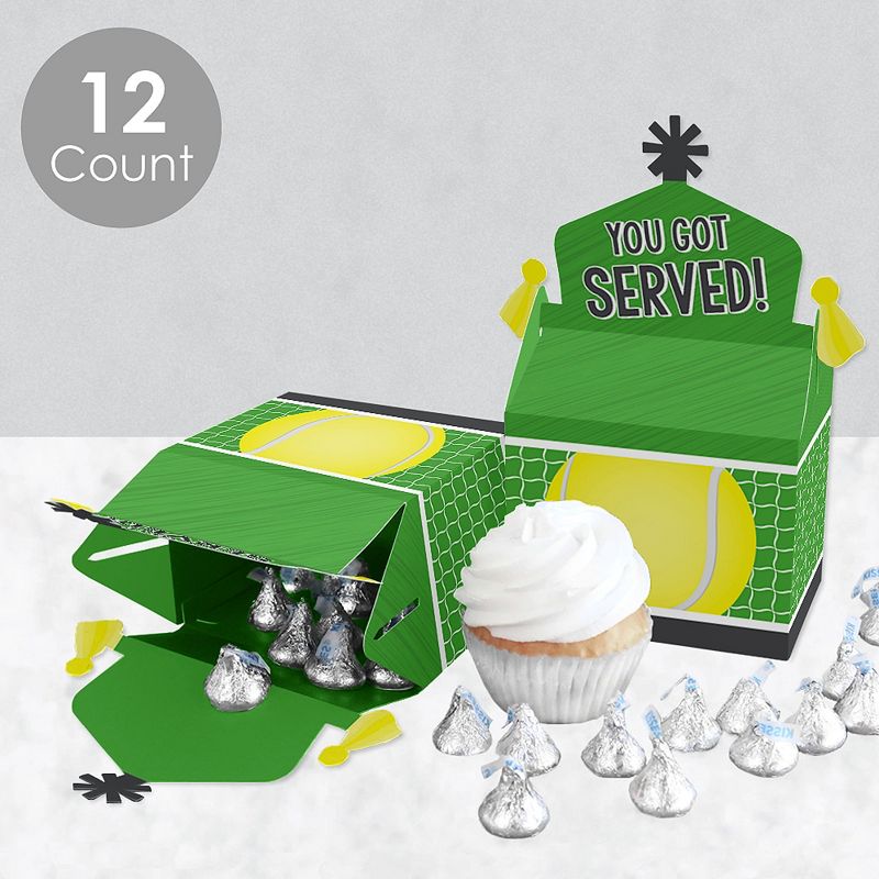 Big Dot of Happiness You Got Served - Tennis - Treat Box Party Favors - Baby Shower or Tennis Ball Birthday Party Goodie Gable Boxes - Set of 12