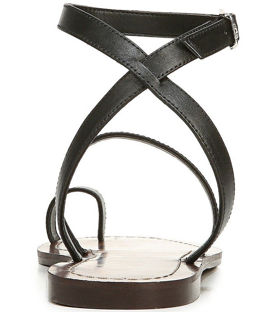 Sam Edelman Abe Leather Toe Ring Square Toe Ankle Wrap Sandals