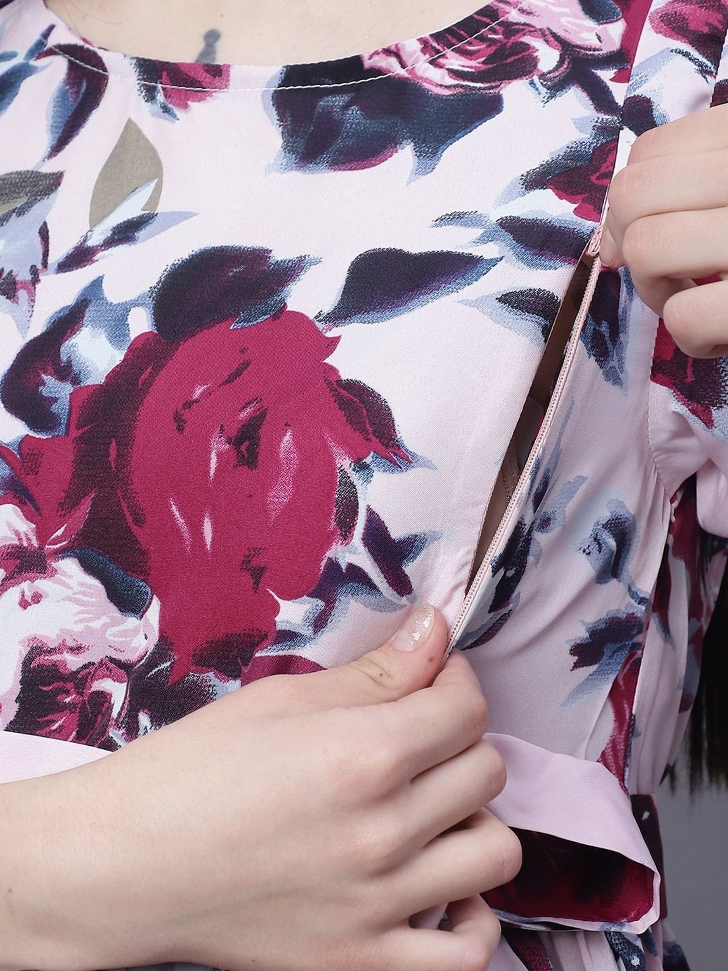 Moms Maternity Purple Printed Dress