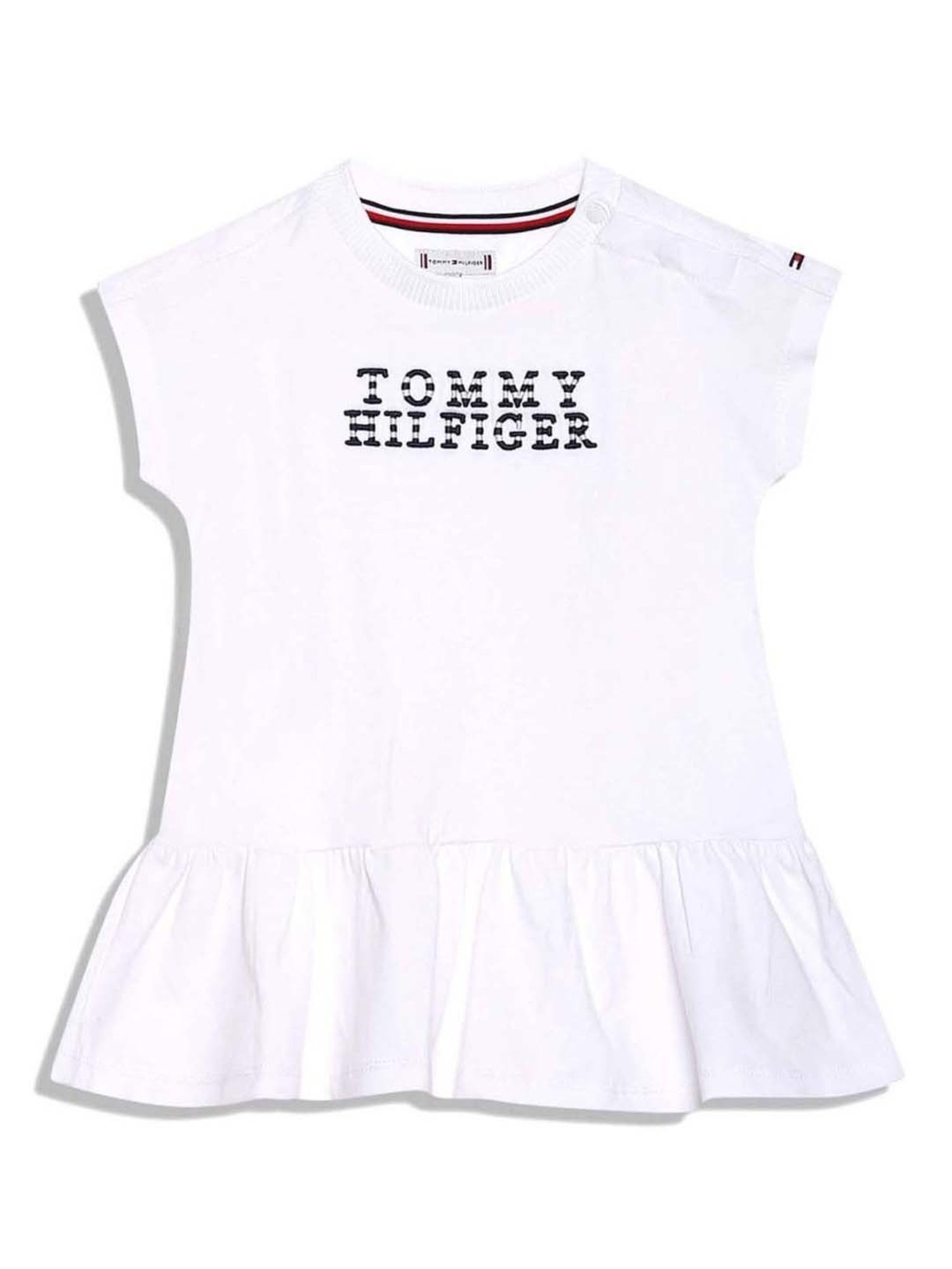 Tommy Hilfiger Kids White Cotton Logo Dress