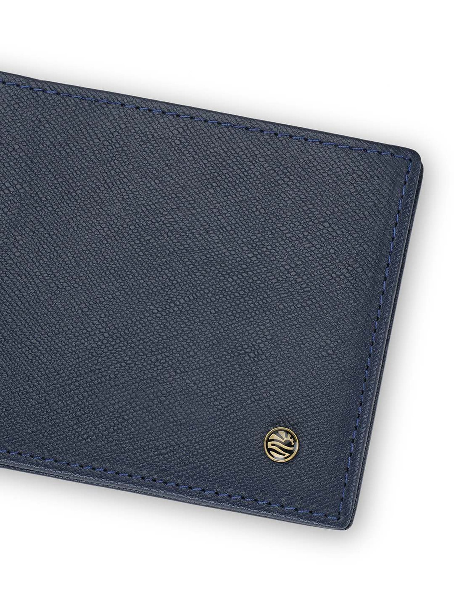 PERQUISITE Navy Casual Leather Bi-Fold Wallet for men