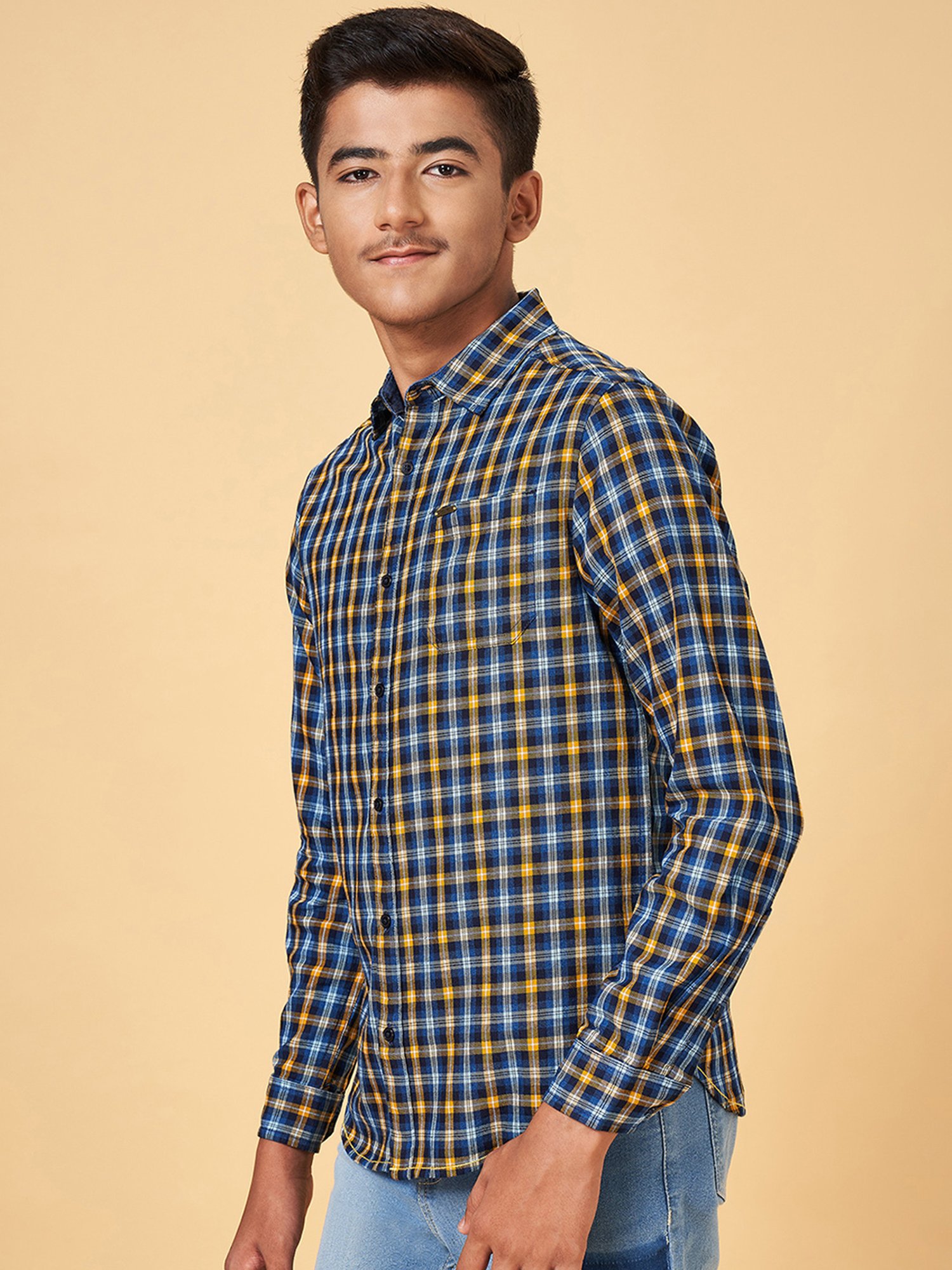 Coolsters by Pantaloons Kids Navy Checks Full Sleeves Shirt