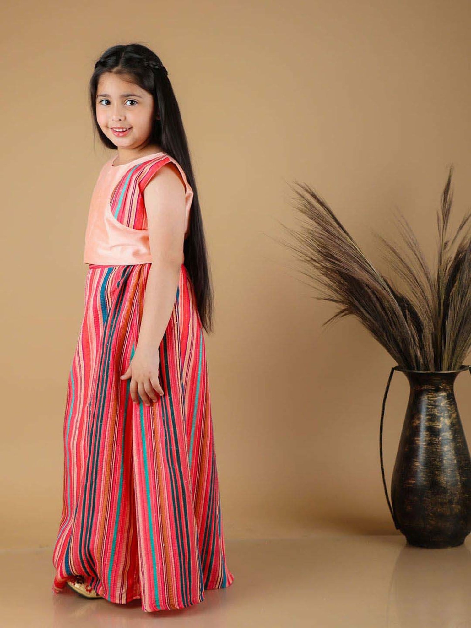 VASTRAMAY Girls Pink Printed Lehenga Cholis