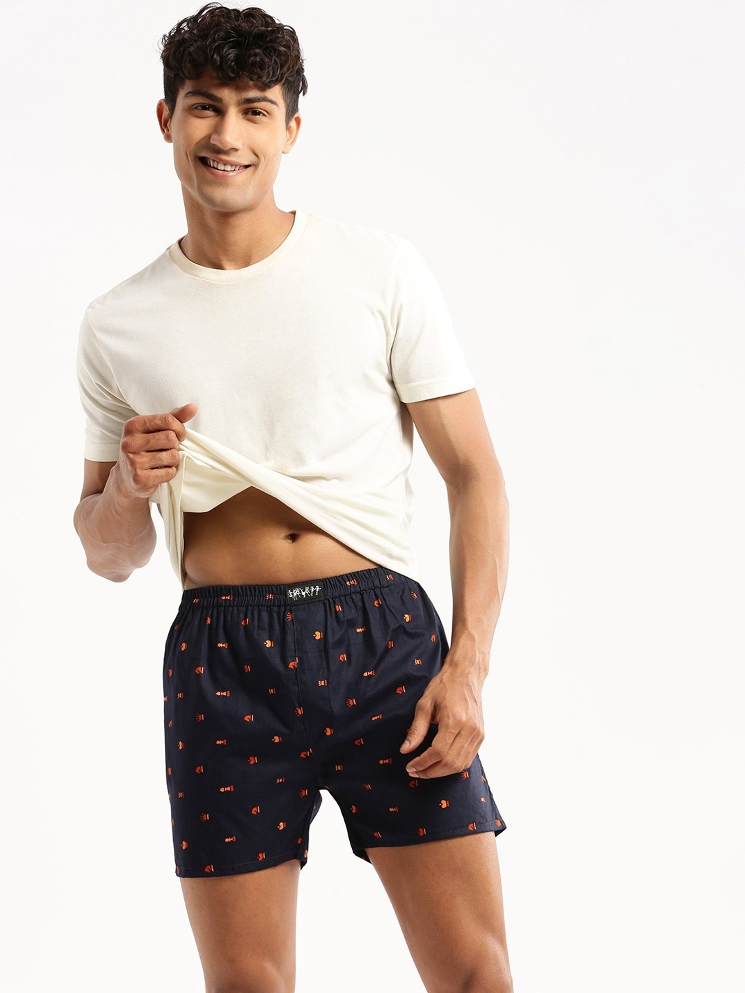SHOWOFF Navy Blue Slim Fit Printed Boxers